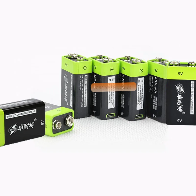 2 шт. ZNTER S19 9V 400 мА/ч, USB, Перезаряжаемые 9В литий-полимерный Батарея для RC Аксессуары для видео-квадрокоптеров