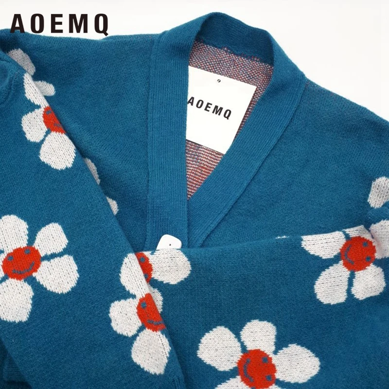AOEMQ женский кардиган женские свитера милый светло-зеленый винтажный свитер с