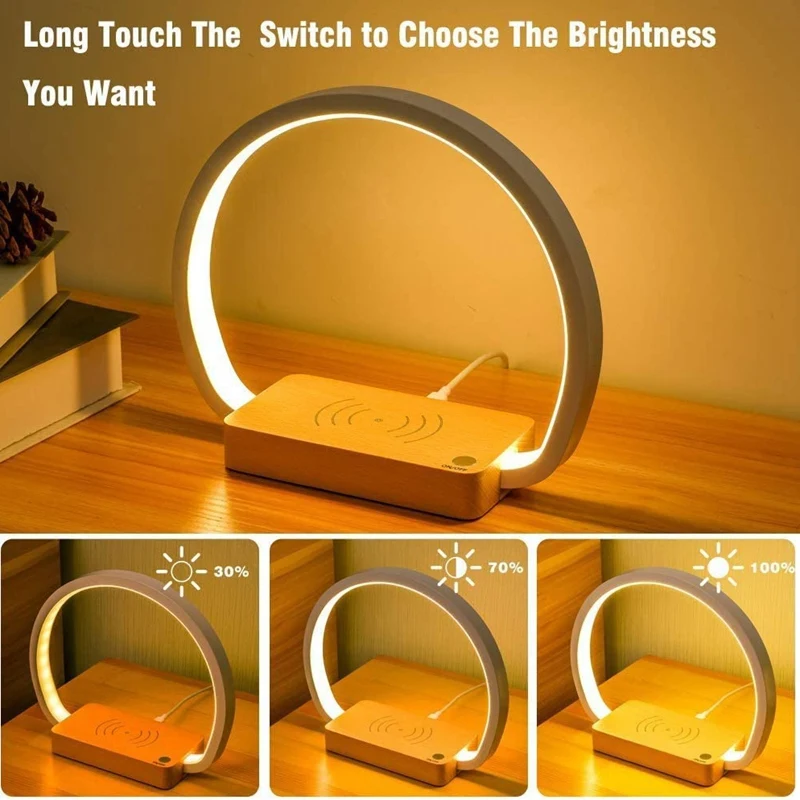 

Modern LED Desk Lamp Bluetooth Speaker Table Light Wireless Charging Contact Bedside Night Lights for Kids Bedroom Decor-ABUX