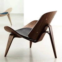 hans wegner shell chair replica walnut chair classic design plywood and black upholstery sofa no ottoman for livingoffice room