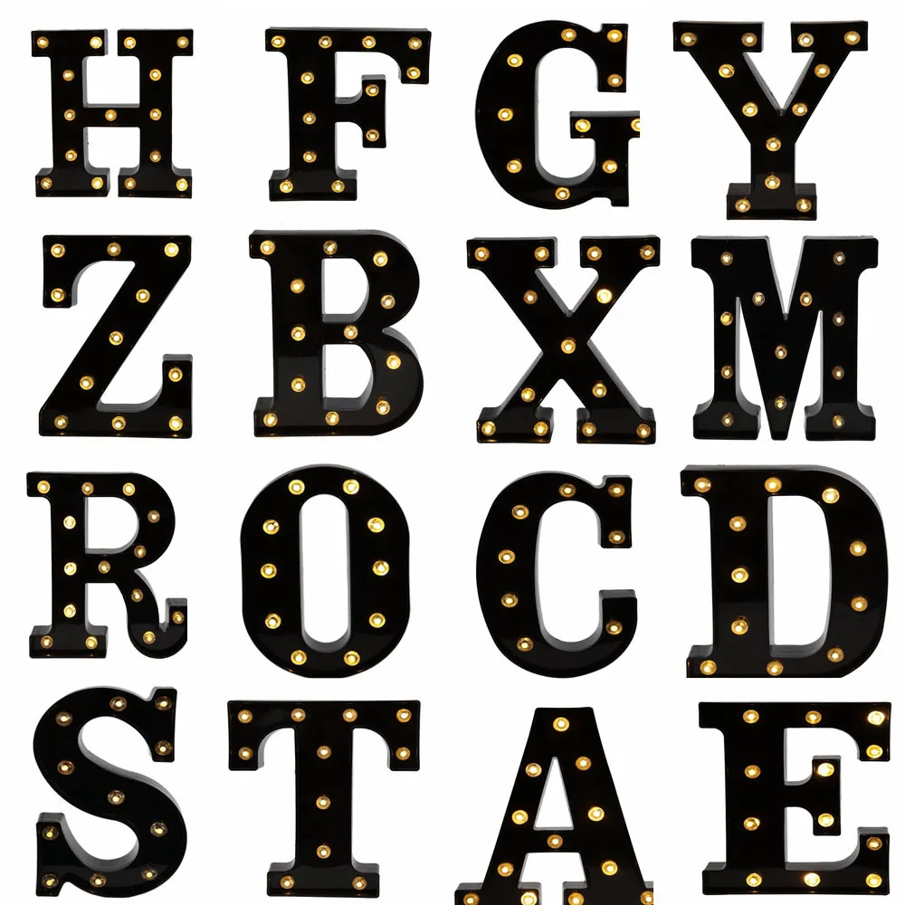 Праздничное украшение 26 дюймов лампа с черными буквами светодиодные символы Zao