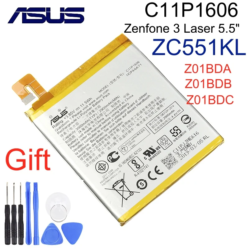 ASUS C11P1606 Для Zenfone 3 Laser ZC551KL 5 &quotZ01BDB Z01BDA Z01BD Z01BDC 2900/3000 мАч перезаряжаемый литий