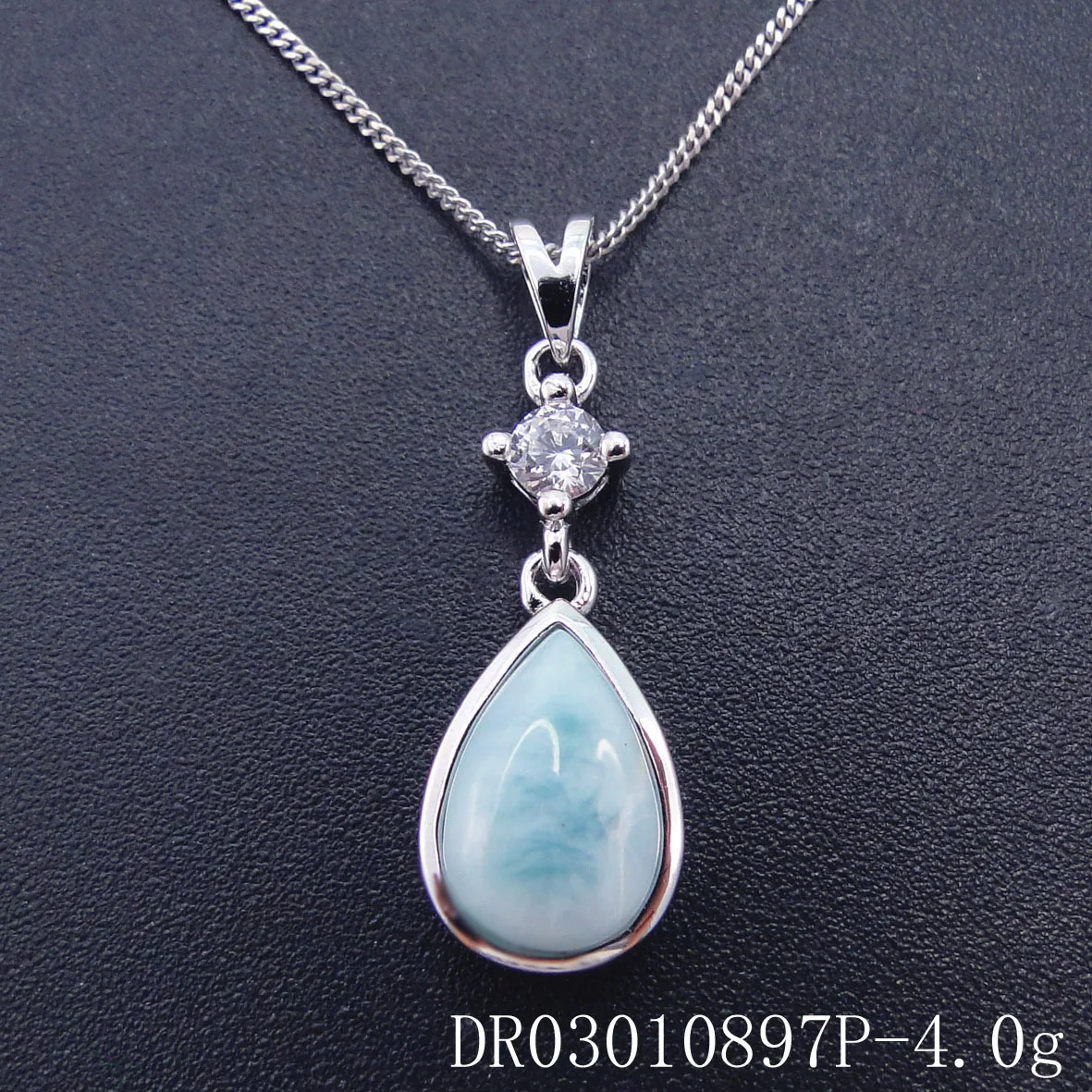 

Hot Selling Natural Dominica Blue Larimar Waterdrop Pendant 925 Sterling Silver Necklace Engagement Jewelry For Women Gfit
