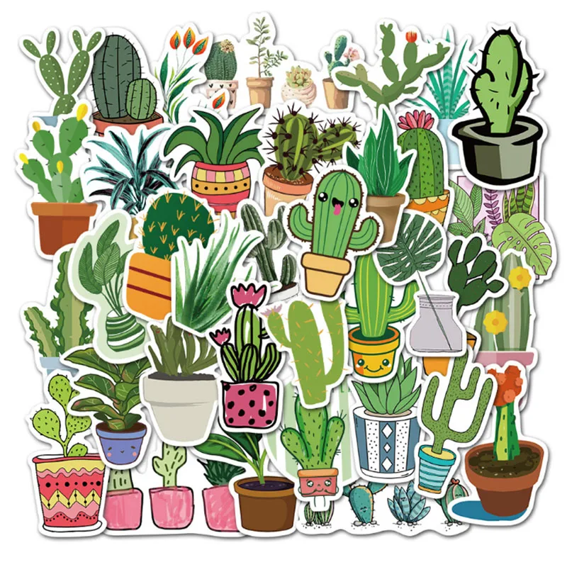 

10/45pcs Cactus Desert Plant Graffiti Waterproof Skateboard Travel Suitcase Phone Laptop Luggage Stickers Cute Kids Girl Toys