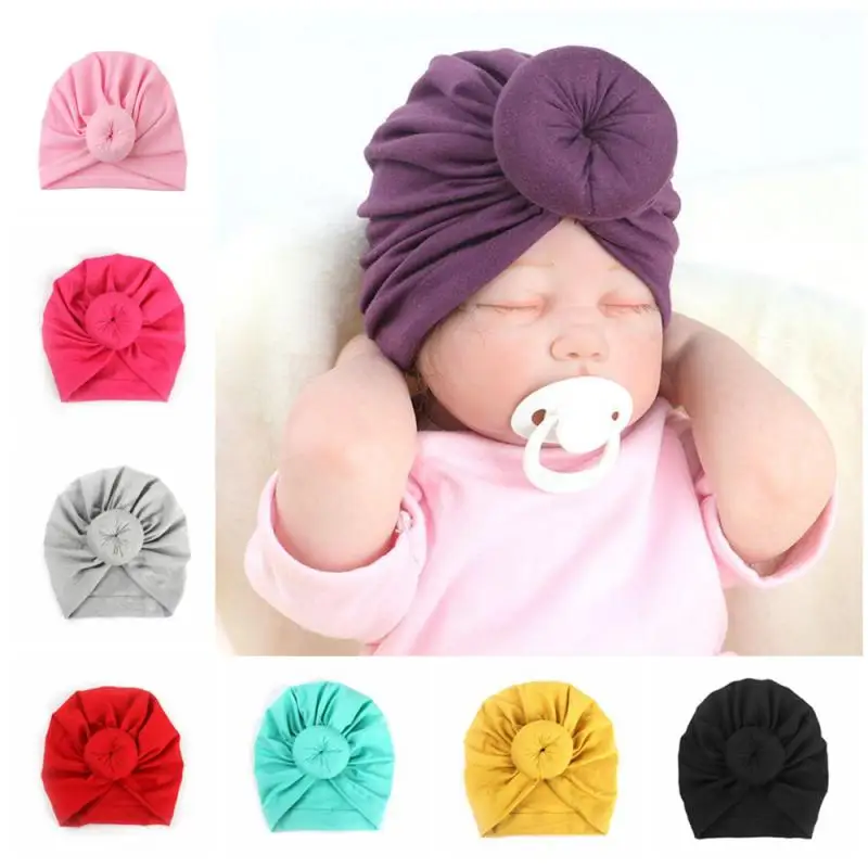 

Baby Hair Band Cute Newborn Baby Boys Girls Indian Turban Knot Cotton Beanie Hat Cap Toddler Hair Accessory Hair Ties For Kids