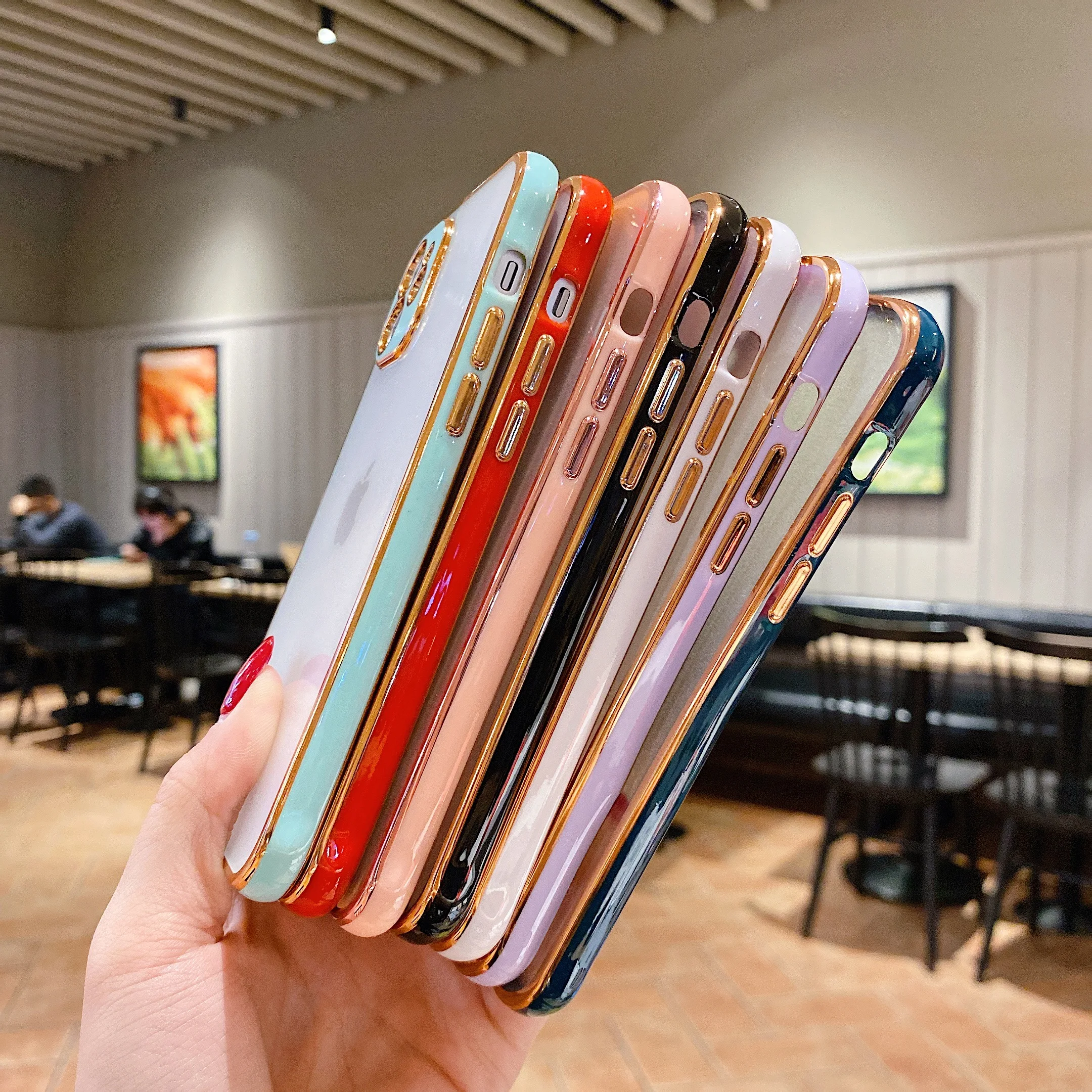 

Plating Phone Case for iPhone 12 mini SE 2020 11 Pro Max XS XR X 6 7 8 Plus Matte Clear Precision Hole Double Color Back Cover