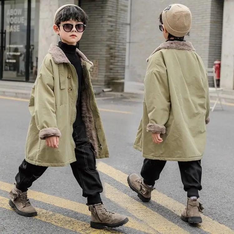 

Детская непродуваемая куртка на мальчика 4-12 лет, зимняя утепленная непродуваемая парка с бархатным утеплителем, 2021