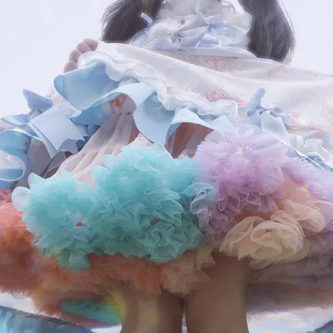 Женское платье-пачка радужной расцветки короткая шифоновая юбка с цветочной