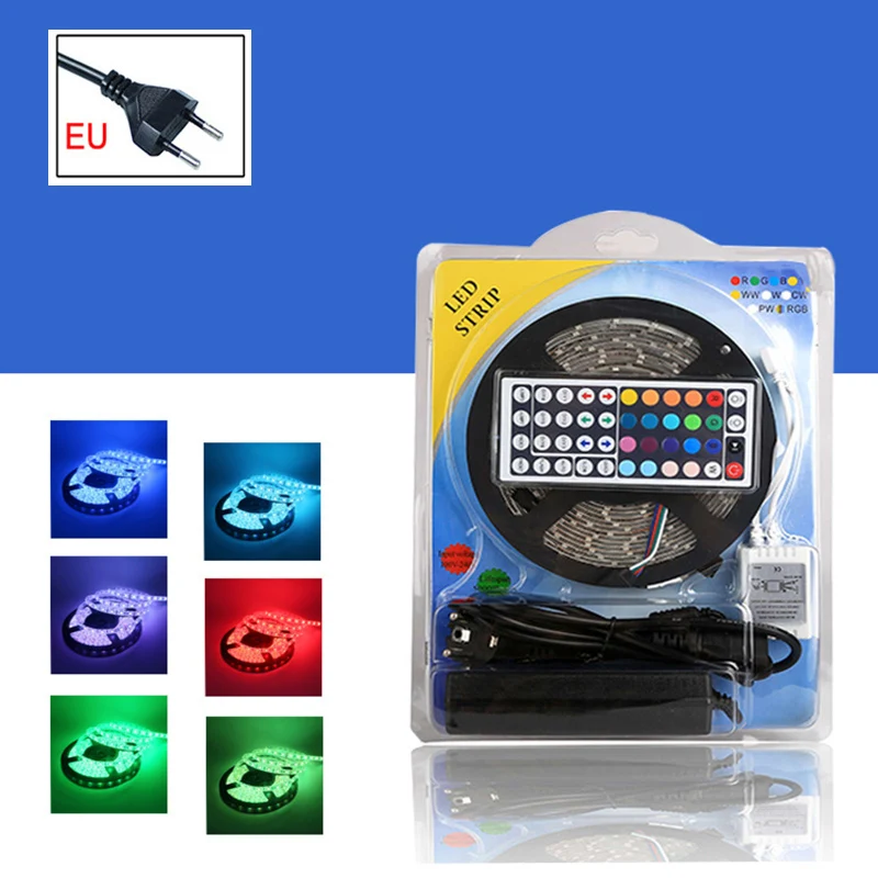 300 светодиодный SMD 2835 5050 RGB гибкий линейный свет + пульт постоянного тока 12 В