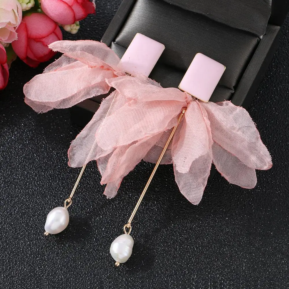 

ELEGANCE11 Korea Fashon Dangle Earrings with Pearls Handmade Yarn Peadant Long Earrings for Party Jewelry Christmas Earrings