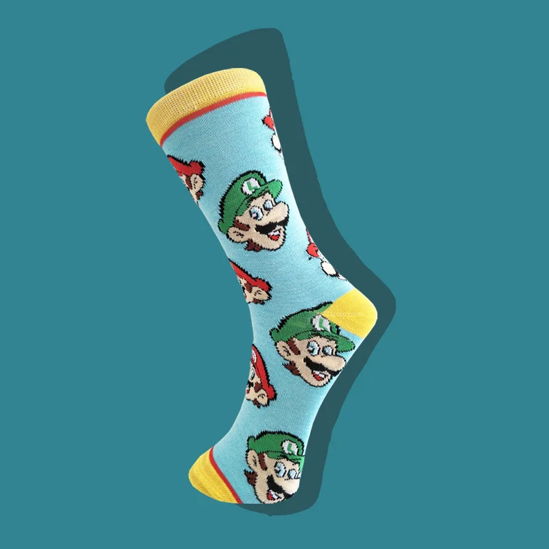 

Hot style cartoon Super Louie men's middle hose trend sports jacquard socks
