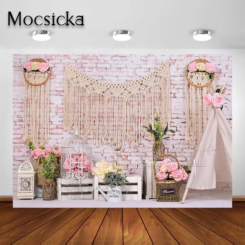 

Mocsicka богемный фон для фотосъемки для девочки малыша весенние Портретные фоны торт разбивание фотостудия реквизит