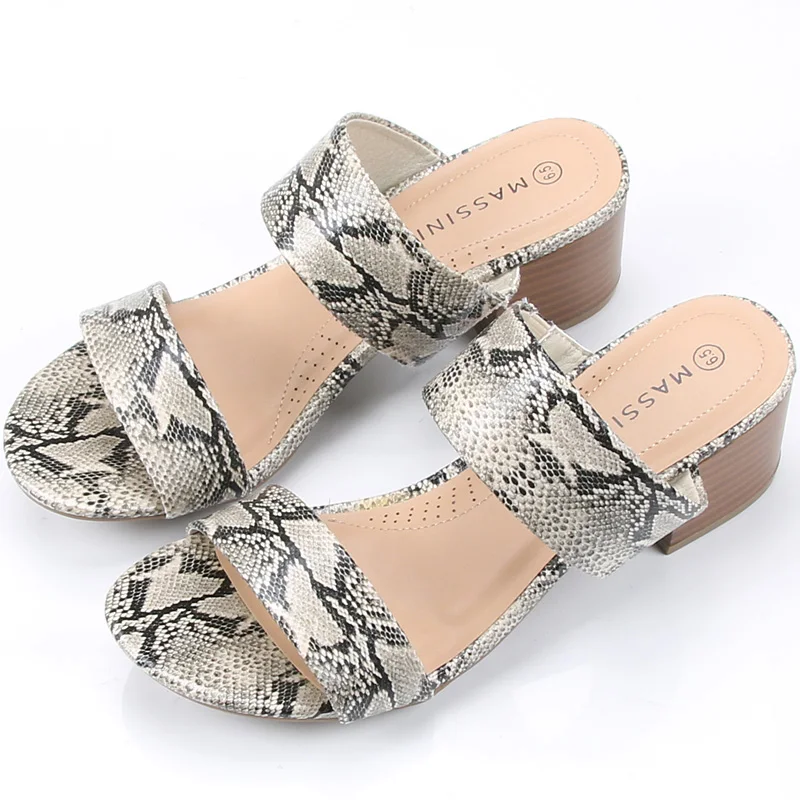 

Shoes Women Big Size Slippers Casual Square heel Heeled Mules Slides Soft Luxury Block High PU Rome Fashion Rubber Leisure