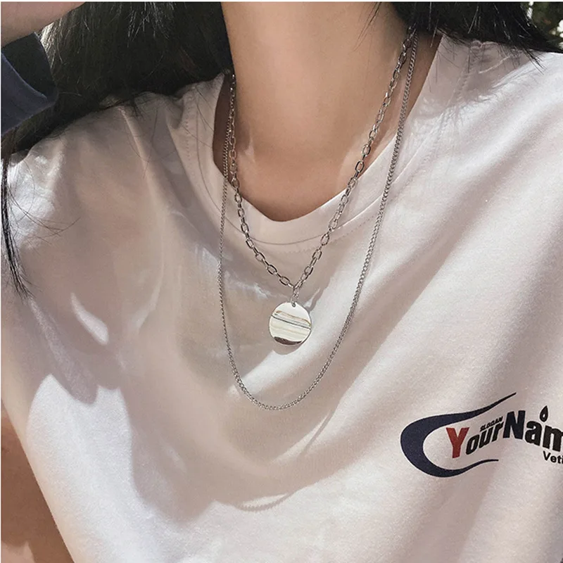 

Multilayer Geometry Big Coin Necklaces & Pendants for Women Vintage Charm Gold Choker Necklace 2021 Bohemian Jewelry Wholesale