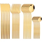 Набор столовых приборов из нержавеющей стали, золото, 24 шт., зеркальные столовые приборы, набор столовых приборов вилка, ложка, посуда, можно мыть в посудомоечной машине