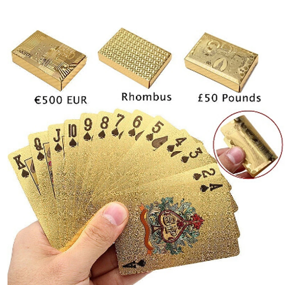 

Fashion Waterproof Gold Color Poker Cards Marvellous Luxury Foil Plated Plaid Playing Cards Deck Magic Card Party GamesModel