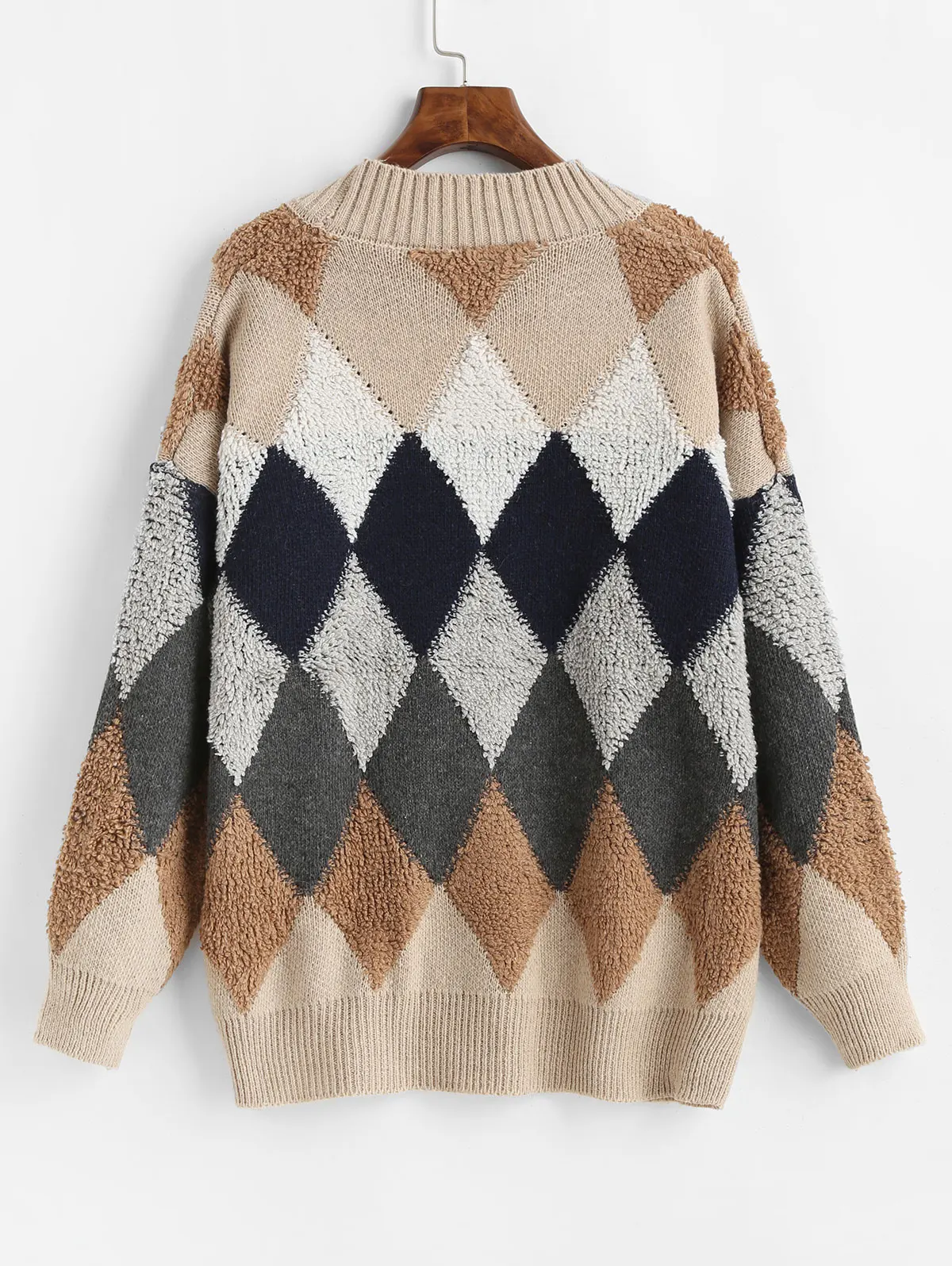 ZAFUL мульти на одной пуговице геометрический интарсия вязаный кардиган