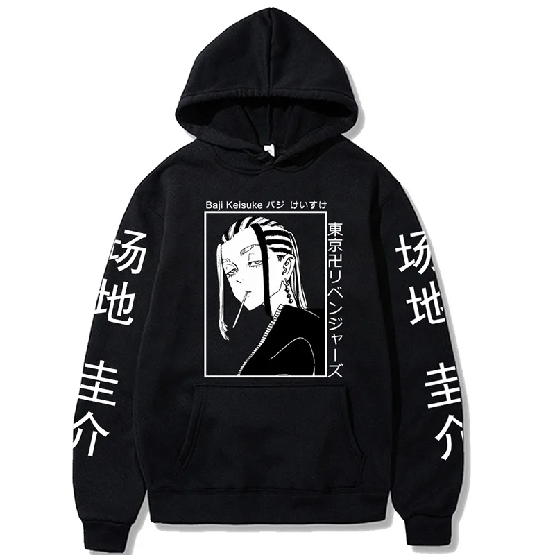 

2021 Hot Anime Tokyo Revengers Baji Keisuke Long Sleeve Print Hoodie Manga Unisex Fashion Street Oversized Sweatshirt Pullover