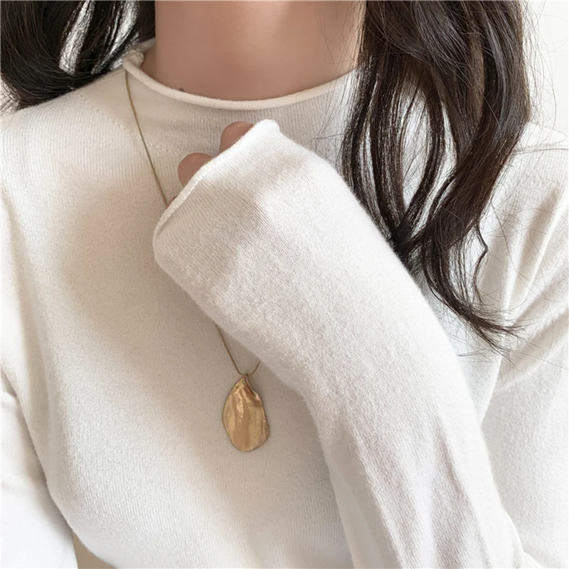 

2021 Women Sweater casual solid turtleneck female pullover full sleeve soft spring autumn winter knitted cotton Pull Femme