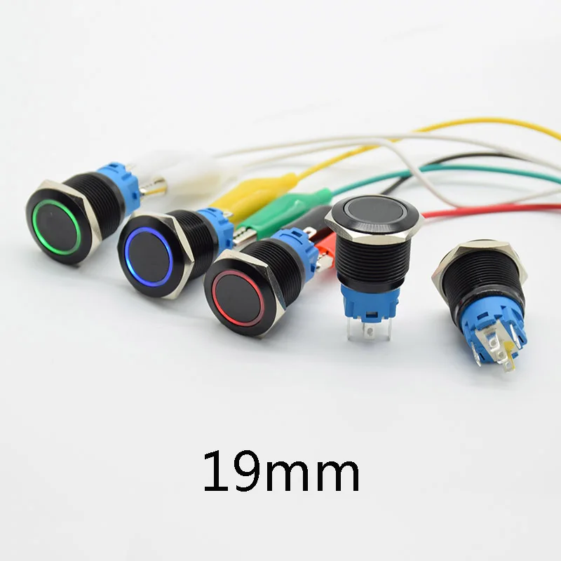 Автомобильный металлический светодиодный переключатель питания 19 мм 5 В 12 24 110 220