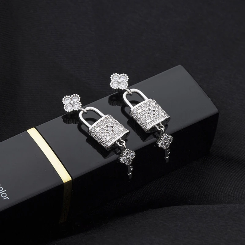 

New Long Round Clear CZ Brincos Silver Color Dangle Earrings For Women Cubic Zirconia Drop Earrings Hot Wedding Jewelry