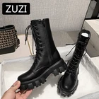 Женские Модные осенние ботинки ZUZI Martn, новинка 2021, теплые ботинки на толстой подошве, средней длины, тонкие белые короткие ботинки, увеличивающие рост