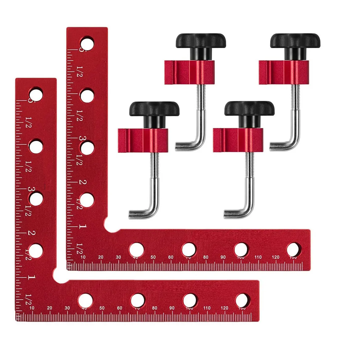 

90degree L-shaped Auxiliary Jig 100-160mm Square Right Angle Protractor Corrosion-resistant Clip Carpenter Woodworking Tools