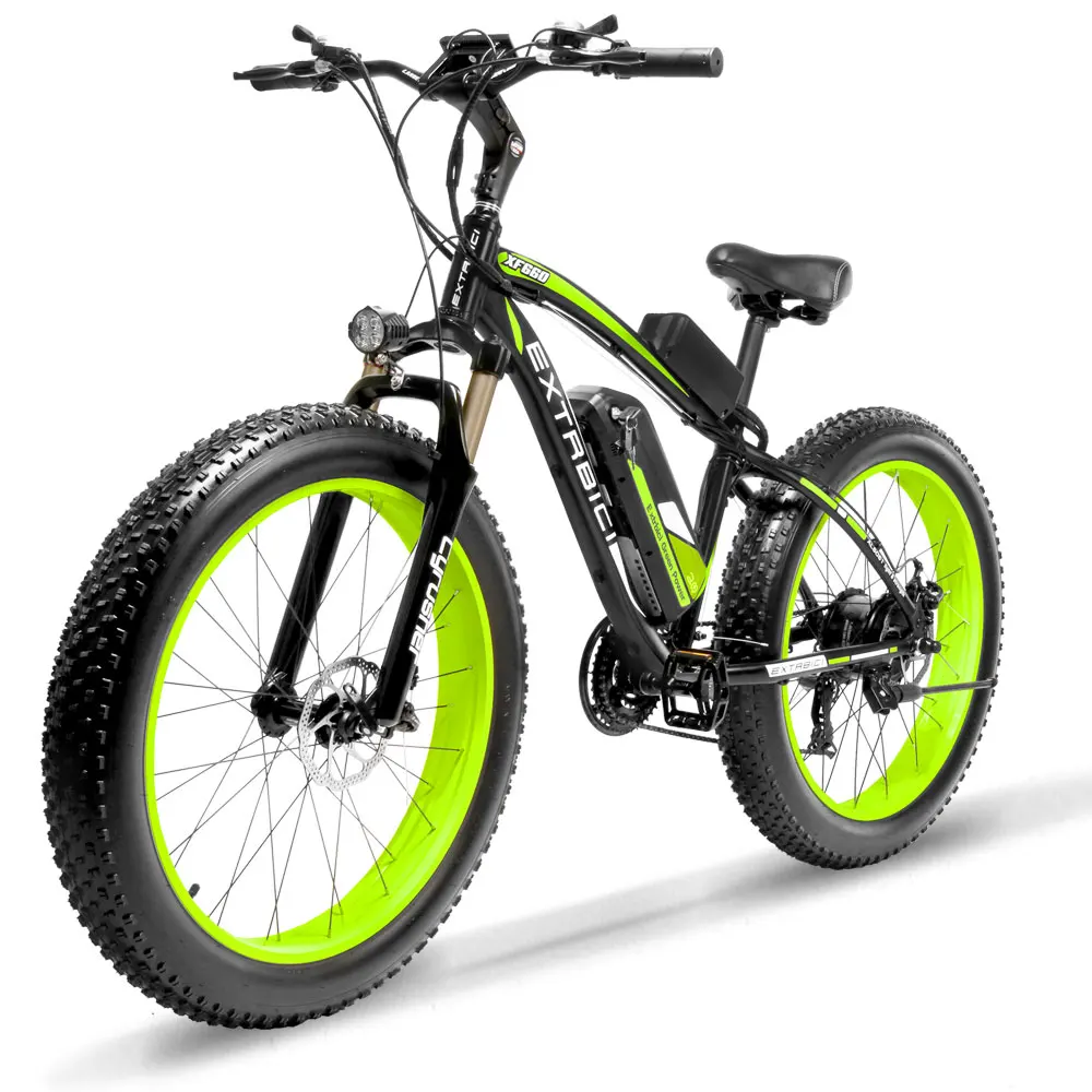 XF660-1000w Green Cyrusher XF660, горный велосипед с толстыми шинами, электрический велосипед, 1000 Вт, мотор, 48 В, 17А, литиевая батарея, 21 скорость, мужской Снежный велосипед - Цвет: XF660-1000w Green