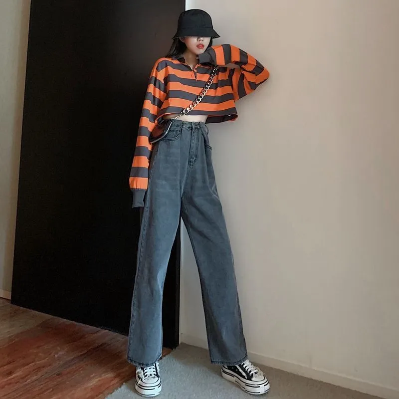 Свободные винтажные женские длинные джинсы 2019 осенние отбеленные повседневные