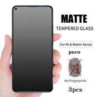 3pcs matte tempered glass for poco f3 x3 pro x3 nfc m3 f2 pro for redmi note 11 10 9 8 7 pro 9s 9a 9c 8t screen protector