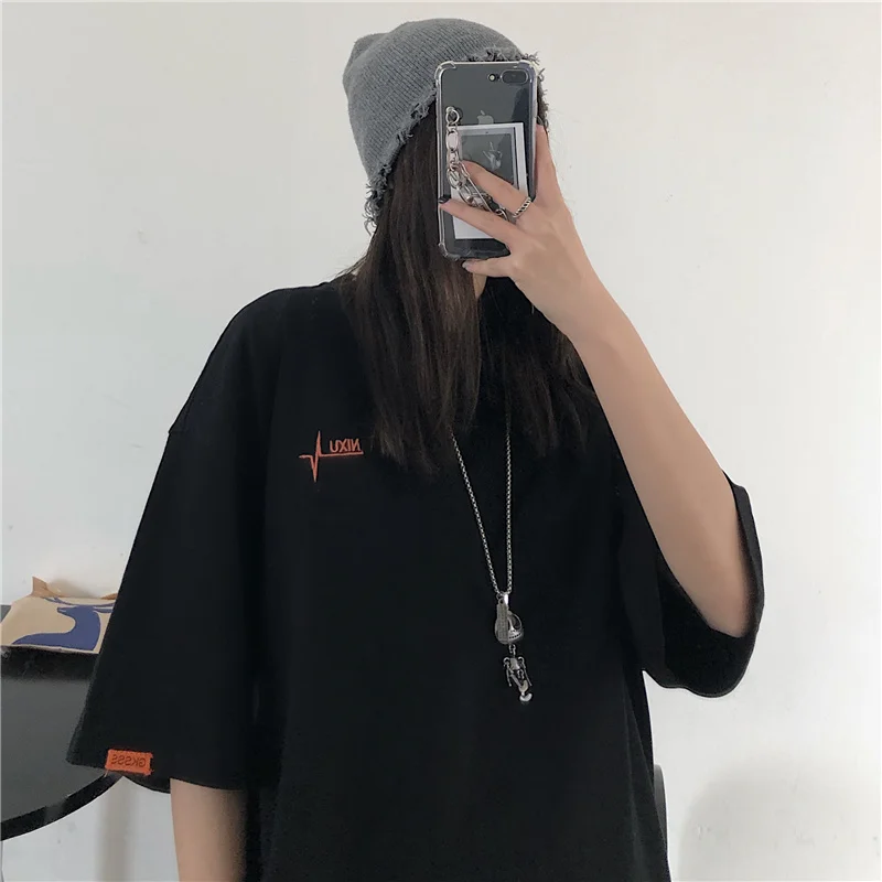 

Hong Kong Style European and American Retro Fashion Brand Short Sleeve T-shirt Women's Loose Korean Style Ins Harajuku Style