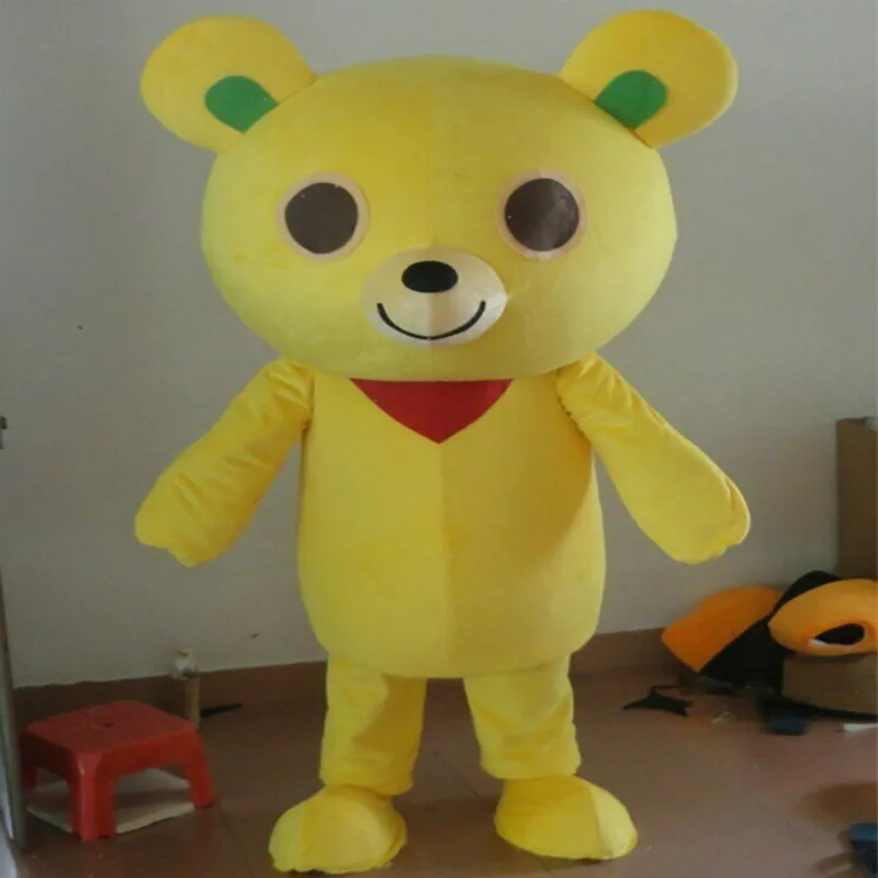 Костюм талисмана с желтым медведем Карнавальные меховые костюмы Вечерние для
