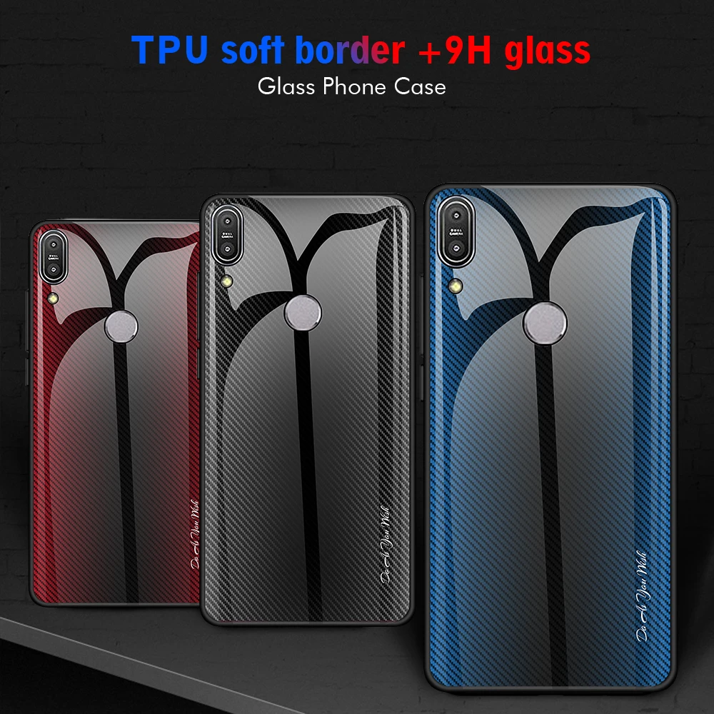 Glass Phone Back Protective Case For ASUS Zenfone Max Pro M2 ZB631KL M1 ZB601KL/ZB602KL Gradient Tempered Cases | Мобильные телефоны