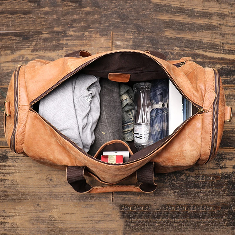 Дорожная сумка из натуральной воловьей кожи для мужчин большая спортивная