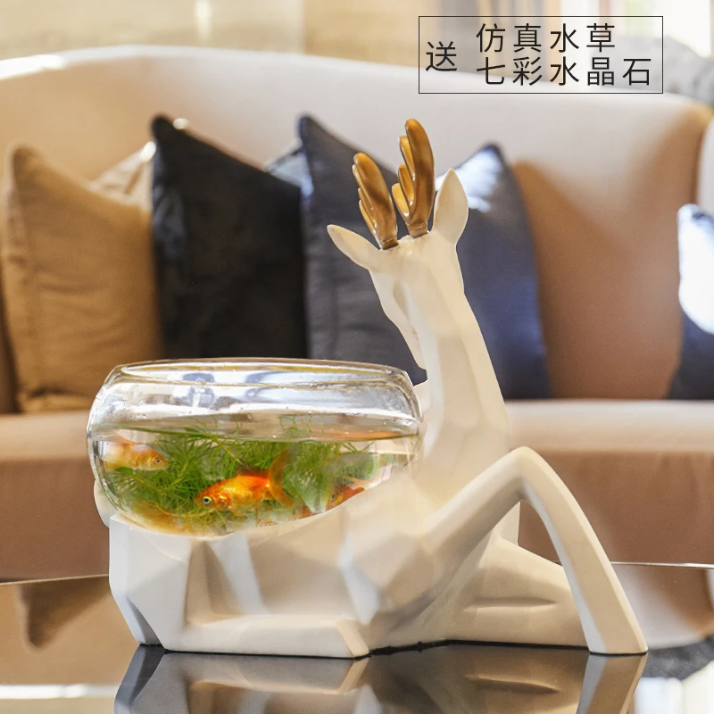 Креативная полимерная винтажная статуя в виде оленя для аквариума поделки