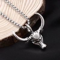 vintage gothic silver color bull head pendant necklace for women men handmade stainless steel jewelry party gifts