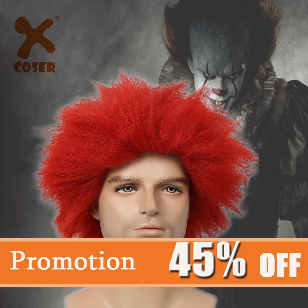 X COSTUME короткий парик для косплея Стивен Кинг ИТ пеньюзи реквизит красный и