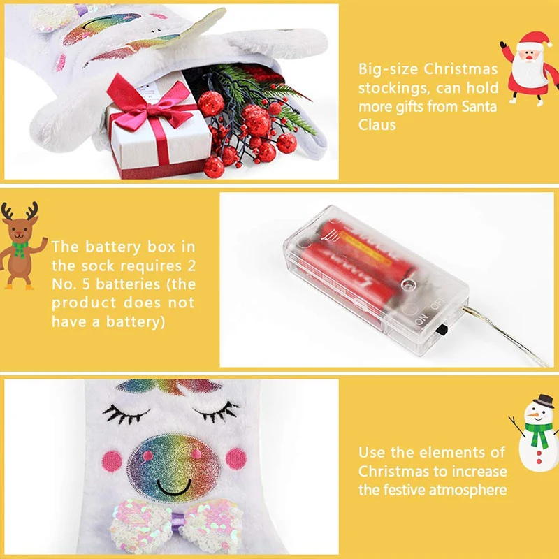 Рождественские чулки подвесные рождественские украшения светодиодный