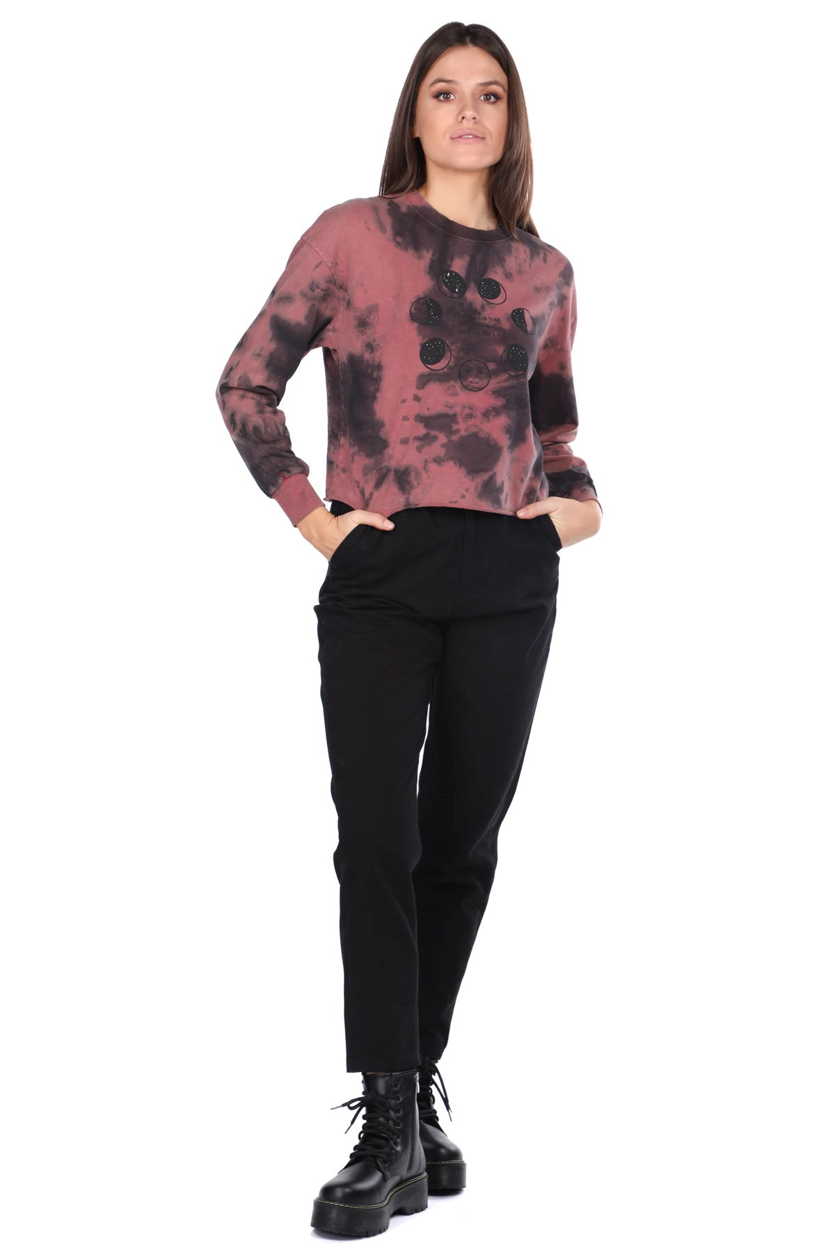 

Crop Batik Kadn Sweatshirt