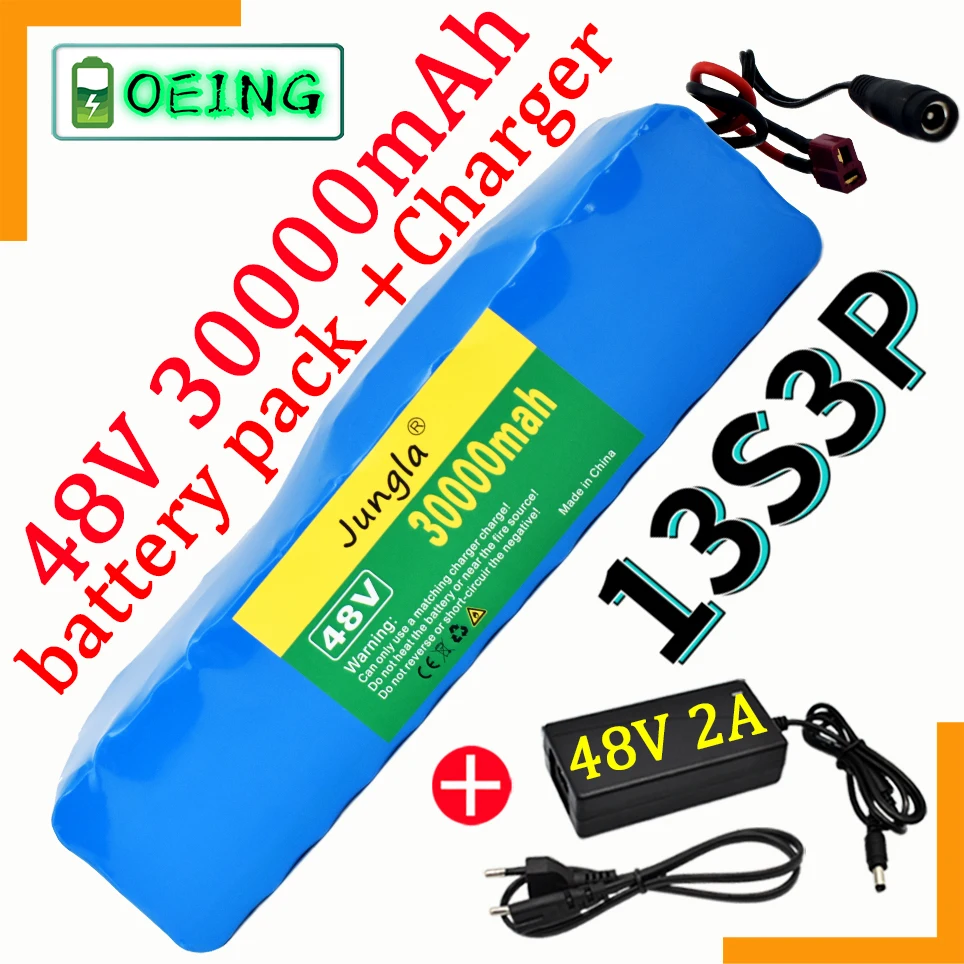 

2021 NEW 48V30Ah 1000w 13S3P 48V Lithium ion Battery Pack For 54.6v E-bike Electric bicycle Scooter with BMS+48V Charger