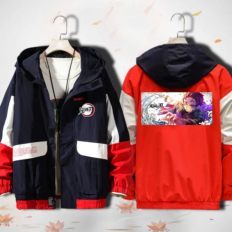 

Unisex Anime Cos Kimetsu no Yaiba Demon Slayer Kamado Tanjirou Nezuko Zipper Cardigan Hooded Jacket Coat