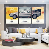 back to the future car poster art paintings silk canvas poster print classic cuadros movie pictures home decor boy kid gift