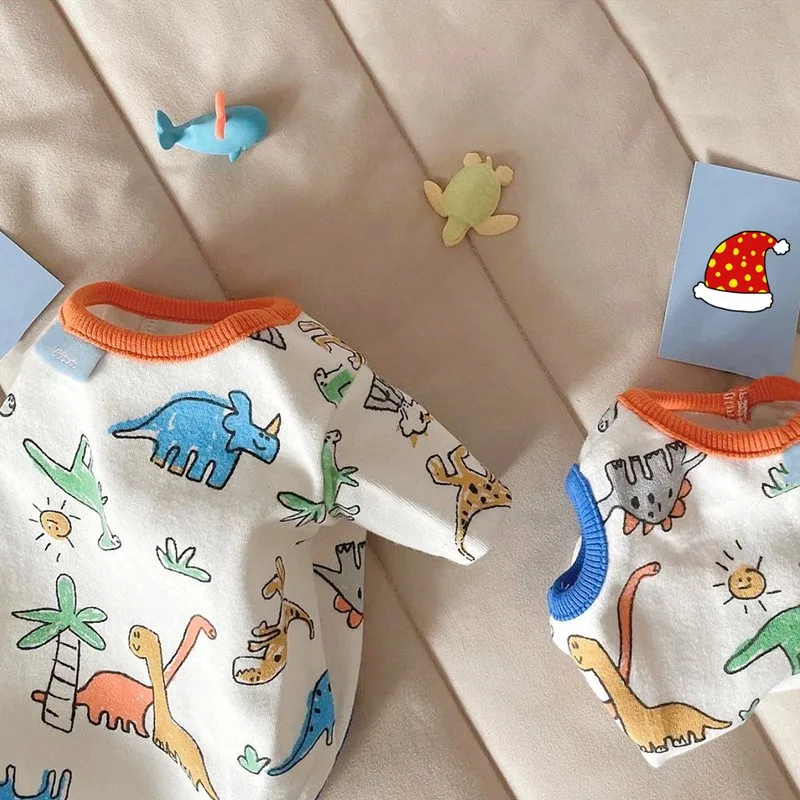 Одежда для собак с рисунком динозавра милая майка летняя футболка щенка дышащий