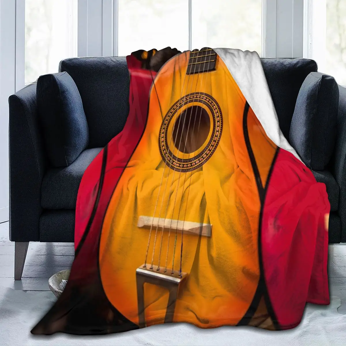 

Фланелевое Одеяло с индивидуальным принтом, мягкое покрывало с 3D гитарой, постельное белье, домашний текстиль, украшение