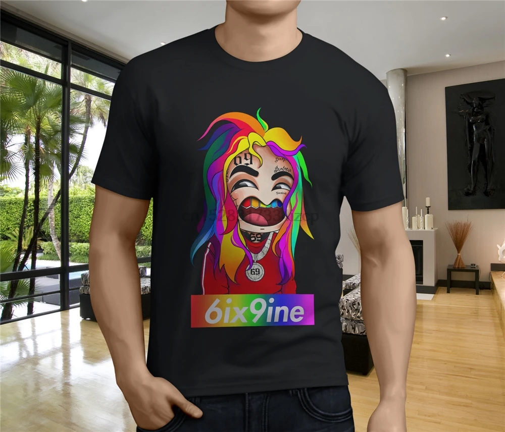 Новая редкая Tekashi69 6Ix9Ine Gummo американский рэпер рэп Мужская черная футболка модная