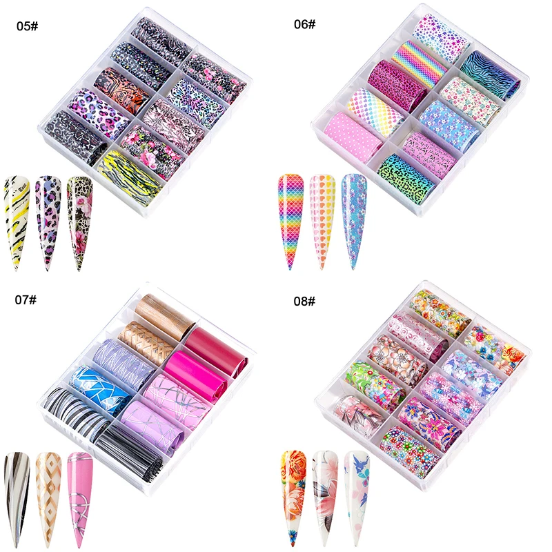 Фольга для ногтей с лазерным блеском и леопардовым принтом наклейки из фольги