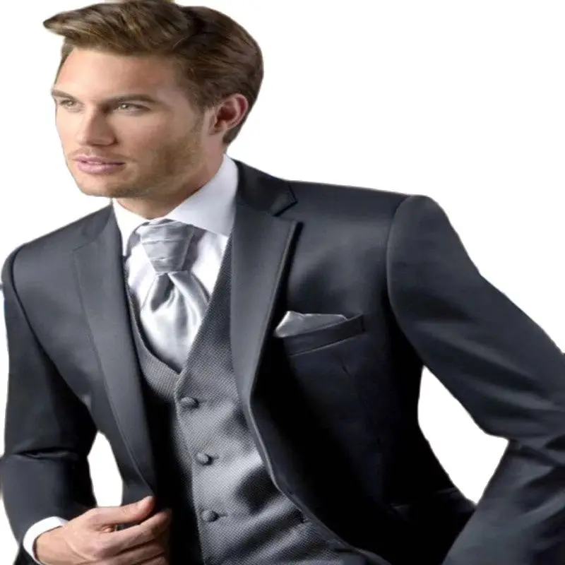 

2022 Latest Designs Black Notched Lapel Single Breasted Men Suit Slim Fit 3 Pieces For Groom Wedding Formal Occasion Wear