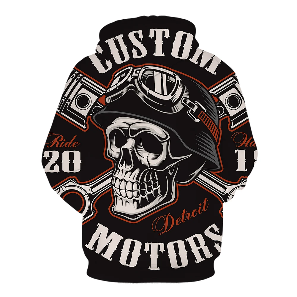 Мужская толстовка с 3D-принтом черепа Белая кофта капюшоном осенний спортивный