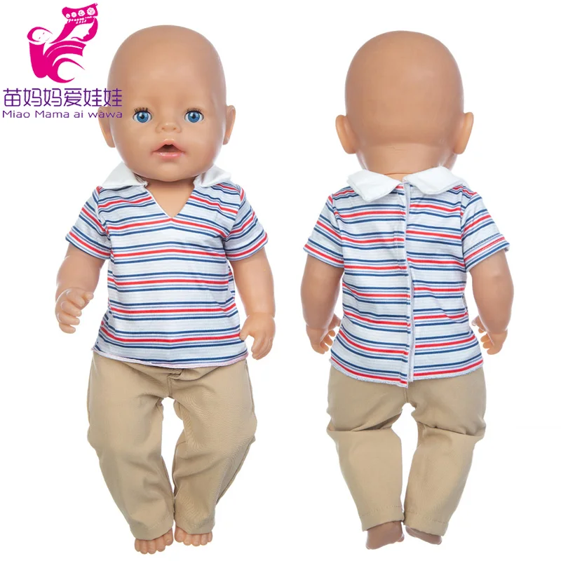 

17-дюймовая Одежда для кукол, рубашка в полоску, штаны для 18-дюймовой куклы, Одежда для кукол, детская Подарочная игрушка для девочек, одежда