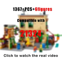 compatible with 21324 city street view sesamed street building blocks 123 movie house bricks toys for childrens gifts 1367pcs